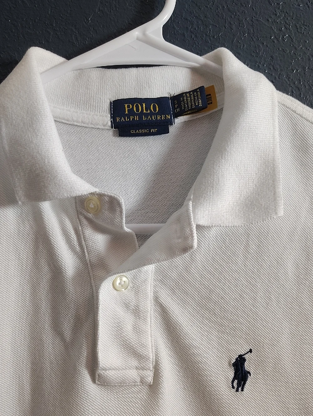 Ralph Lauren Classic Fit White Polo with Navy Pony Embroidery